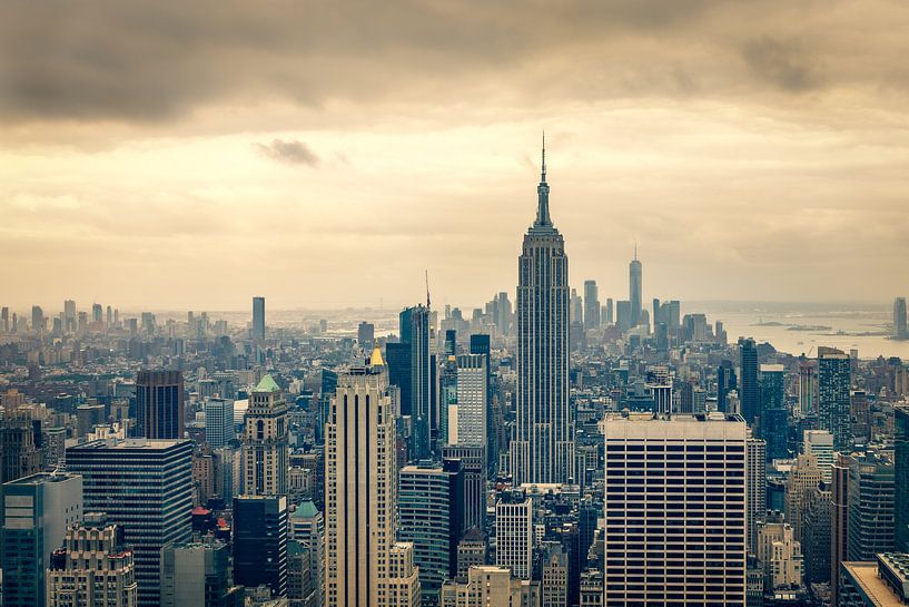 Uitzicht over Downtown Manhattan van Dutch Art Works