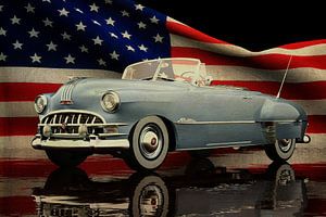 Pontiac Chieftain 1950 mit amerikanischer Flagge von Jan Keteleer