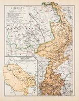 Vintage kaart Provincie Limburg ca. 1900