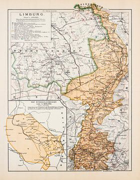 Vintage map Province of Limburg ca. 1900 by Studio Wunderkammer