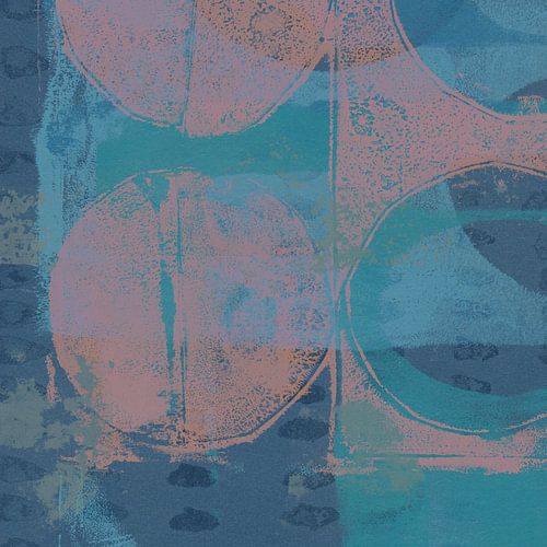 Abstracte vormen in roze, blauw, groenblauw II