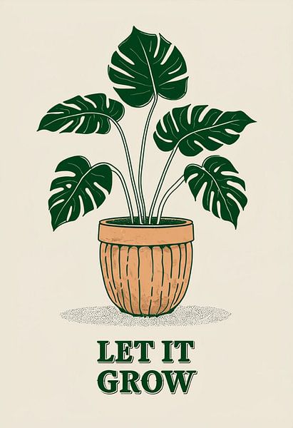 Let It Grow - Minimalist Monstera Plant Pot Art (en anglais) par Artistic