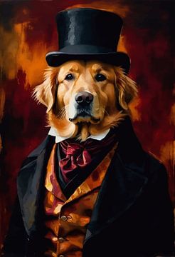 Golden Retriever Hond in Victoriaanse Jurk van MIROKKU