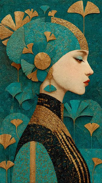 Golden Gingko Muse: Neo Deco Botanical by MajesticArts