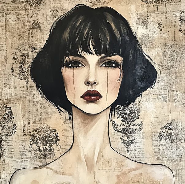 Femme et larme | Femme sombre avec yeux par Caprices d'Art