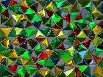 Driehoekige Juweeltinten Abstract Mozaïek Kunstdruk van Artistic