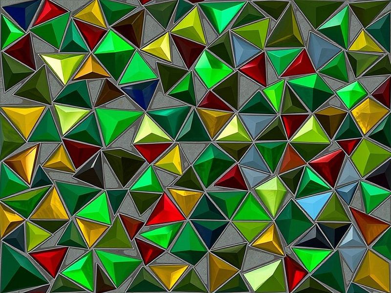 Mosaïque d'art abstraite triangulaire Jewel Tones par Artistic