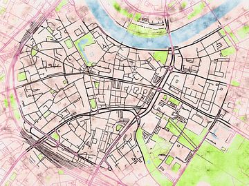 Kaart van Dresden centrum in de stijl 'Soothing Spring' van Maporia