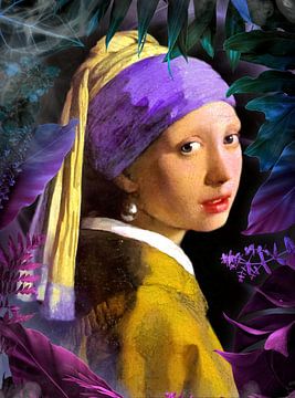 Girl with a Pearl Earring - Botanical Neon Edition by Gisela- Art for You