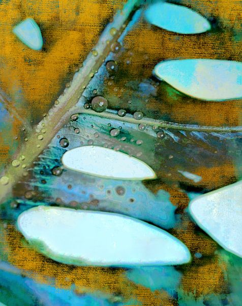 Monstera Leaf on Gold by Mad Dog Art