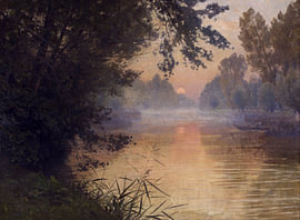 Henri Zuber – Sonnenuntergang am Ufer der Loing, 1896