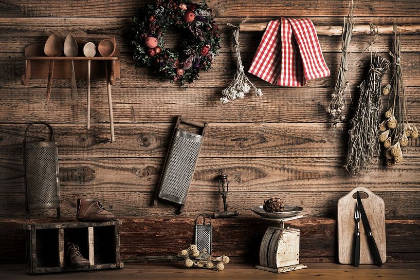 Rustic still life in a farmhouse kitchen by Jürgen Wiesler
