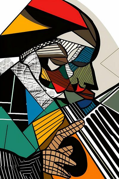 Cubist Musician in Vivid Colours by Imperial Art House