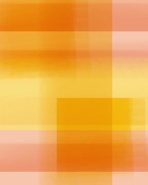 Abstracte kleurblokken in heldere pasteltinten. Oranje en geel. van Dina Dankers