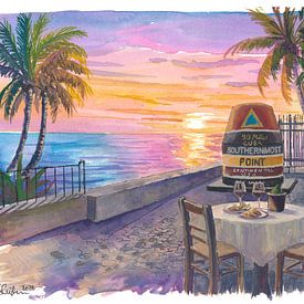 Romantisches Abendessen für zwei Personen am südlichsten Punkt von Key West bei Sonnenuntergang von Markus Bleichner