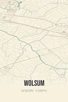 Vintage landkaart van Wolsum (Fryslan) van Rezona