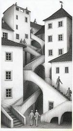 grafische Darstellung von Häusern und Treppen