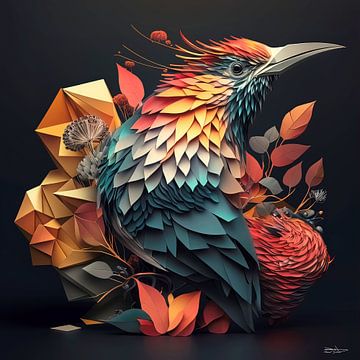 origami van een vogel van Gelissen Artworks