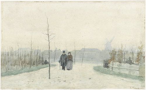 Oud paar in een nieuw aangelegd park, Anton Mauve