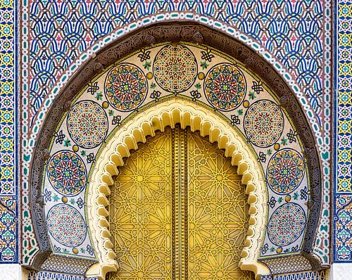 Detail deur van het koninklijk paleis in Fes, Marokko