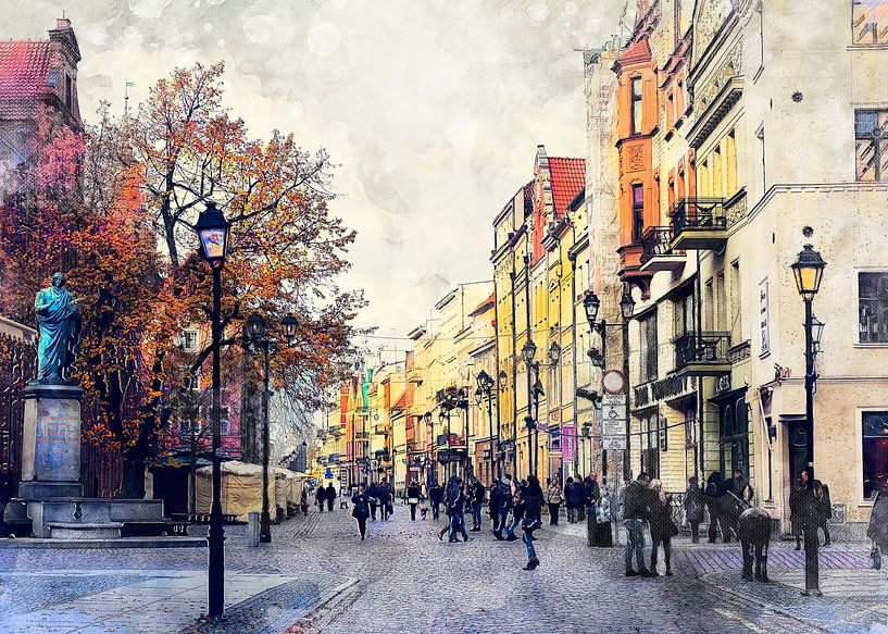 Toruń stad aquarel #Toruń van JBJart Justyna Jaszke