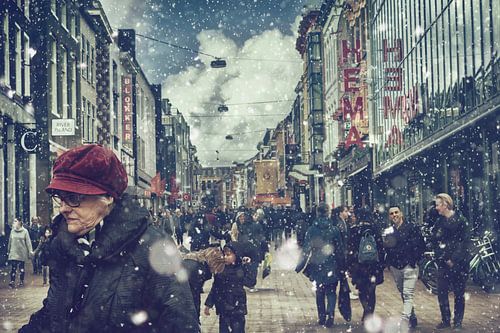 Winterse Herestraat in Sneeuw - Schilderachtige Stadsfotografie