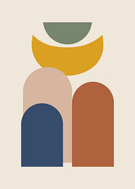 Abstract minimalist arches and crescent shapes in muted colors by Adam Khabibi