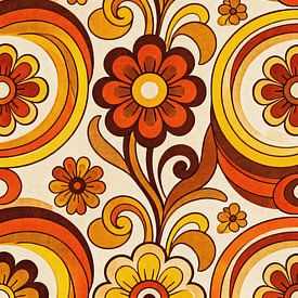 PSYCHEDELIC Retro Flower Bloom - Groovy 70s Seamless Floral Pattern Abstract by Minggu Galeri