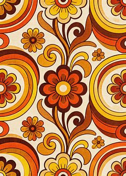 PSYCHEDELIC Retro Flower Bloom – Groovy 70s Nahtloses Blumenmuster Abstrakt