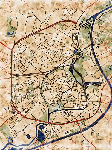 Kaart van Lier in de stijl 'Serene Summer'