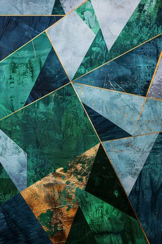 Groen met blauwe abstracte kunstwanddecoratie