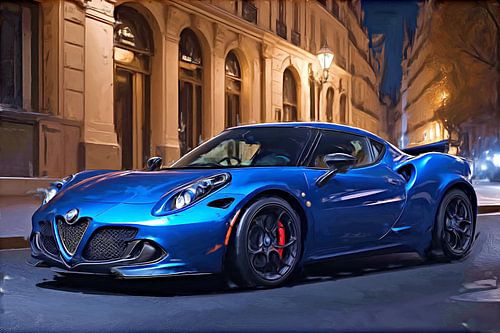 Blauwe Alfa Romeo 4C ergens in Brussel