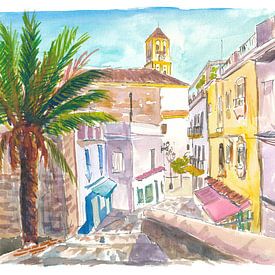 Charming street scene in Marbella under a blue Spanish sky by Markus Bleichner