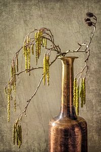 Stillleben Vase mit Katzen - Kupfer