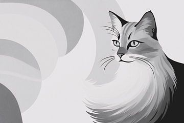 Portrait de chat minimaliste et élégant
