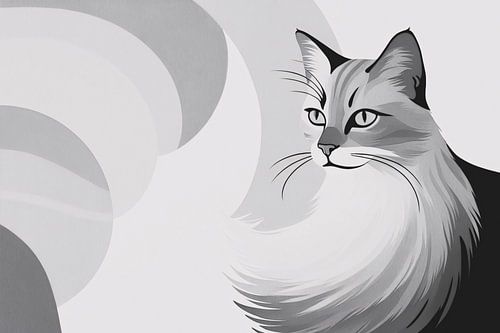 Stijlvol minimalistisch kattenportret