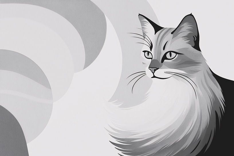 Stijlvol minimalistisch kattenportret van Art & Soul Creations