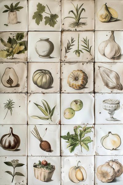 Old white Dutch tiles for the wall by Digitale Schilderijen
