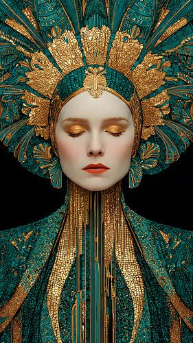 Keizerin smaragd: Neo Deco Symmetrie of Gouden Sereniteit Art Deco