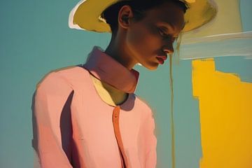Contemporary art portret in pastelkleuren van Carla Van Iersel