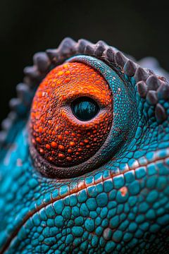 Close-up van een kameleonoog van Poster Art Shop