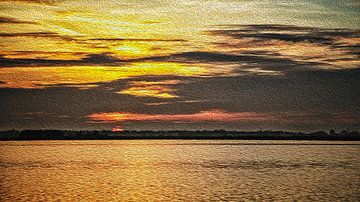 Een zonsopkomst in het Noord Hollands landschap, schilderachtig mooi van Hans de Waay