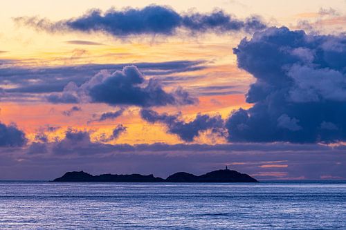 Zonsondergang op de Noordzee bij de Shetlandeilanden