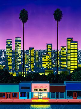 Hiroshi Nagai - City Pop bij nacht van Timeless Artworks