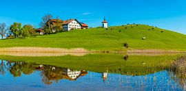 Spiegelgeluk bij Hegratsrieder See van Walter G. Allgöwer