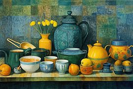 Goldener Glanz | Farbenfroher Minimalismus von Blickfänger Gemälde