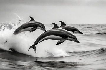 Jumping dolphins by Uwe Merkel