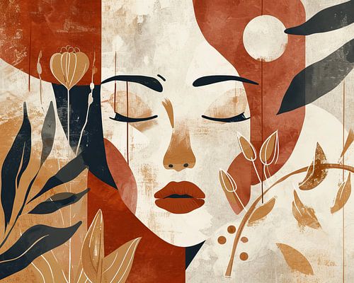 Modern Portrait | Closed Eyes Peace by ARTEO Paintings