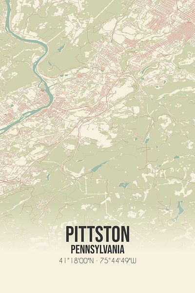 Vintage map of Pittston (Pennsylvania), USA. by Prints of Place