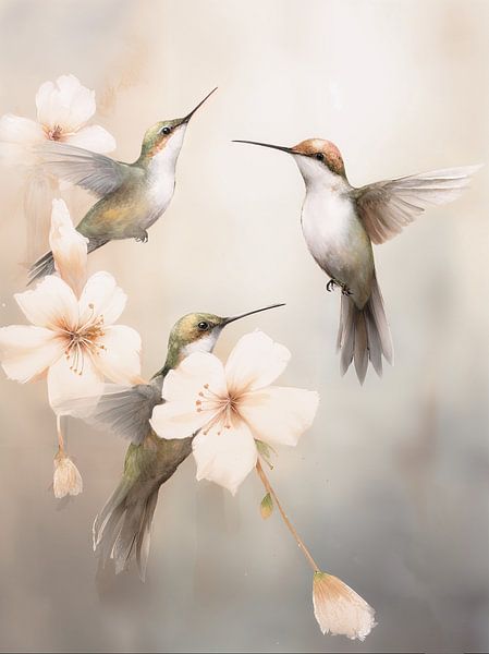 Hummingbird and Blossom by Caroline Guerain